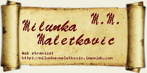 Milunka Maletković vizit kartica